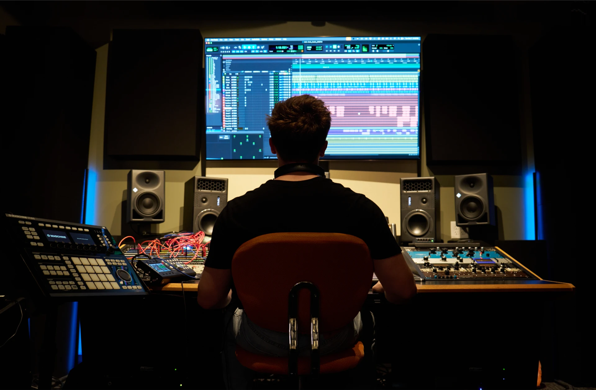 Jason Kushy working in a professional music production studio